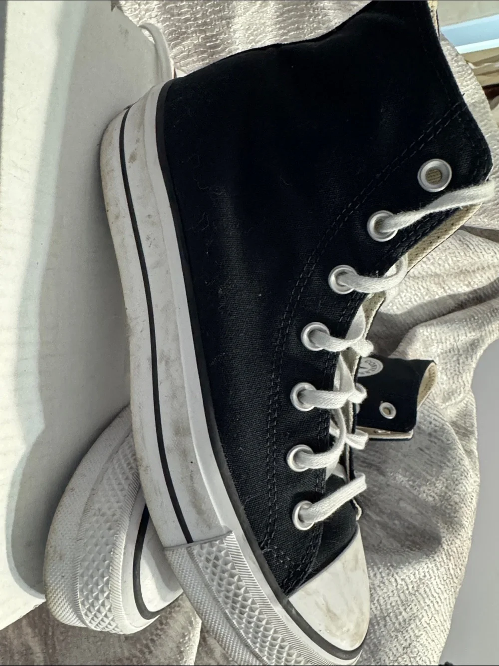 Converse Black and White High Top Sneakers - Picture 3 of 8